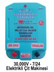 30.000 V SENSÖRLÜ ELEKTRİKLİ ÇİT MAKİNESİ / 24 AMPER JEL AKÜ /25 WATT MONOKRİSTAL GÜNEŞ PANELİ /1000 METRE İP/ 200 ADET İZALATÖR LÜ SET 3
