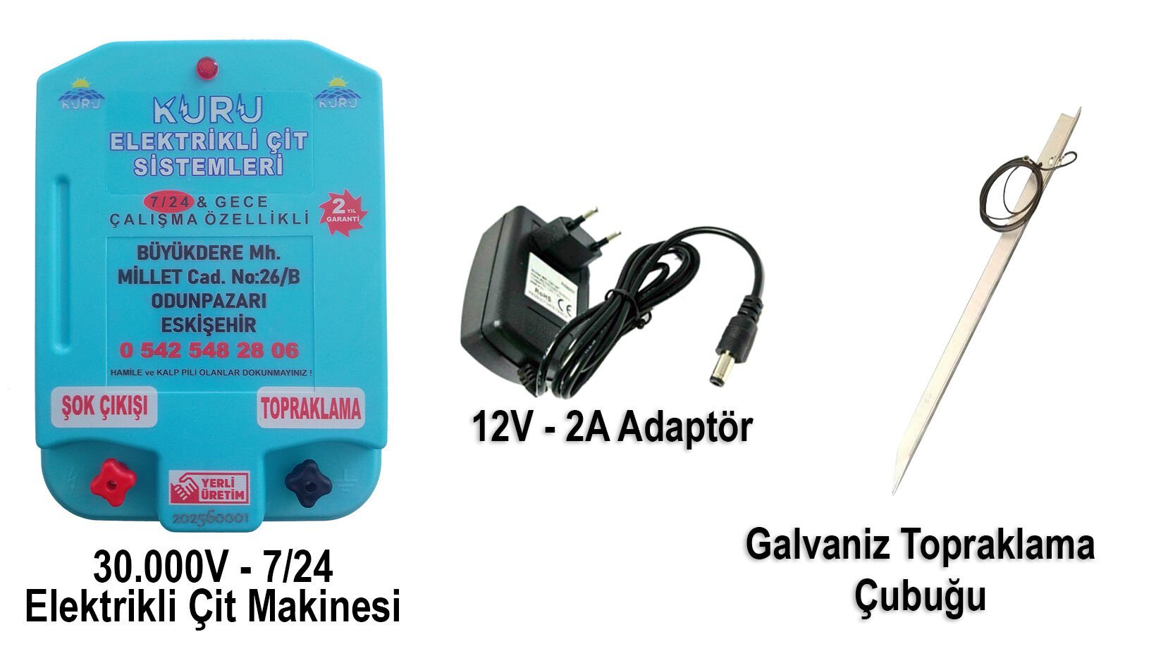 30.000V 7/24 VE GECE SENSÖRLÜ ELEKTRİKLİ ÇİT MAKİNESİ VE 12 V 2 AMPER ADAPTÖR ÜCRETSİZ KARGO