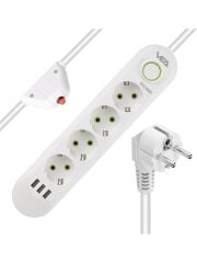 Akım Korumalı Priz 4'lü 1.5 Metre 3 Usb Vea VA-21560