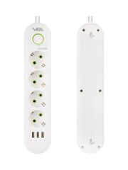 Akım Korumalı Priz 4'lü 1.5 Metre 3 Usb Vea VA-21560