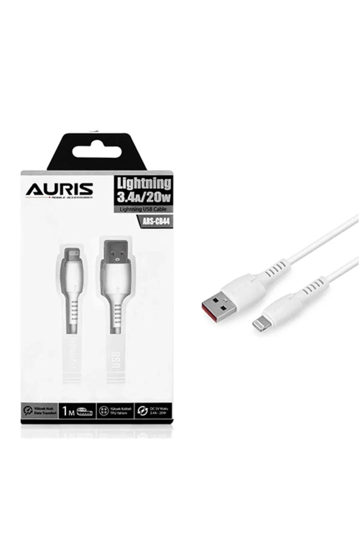 iphone Şarj Kablosu USB Auris ARS-CB44 3.4a Lightning Kablo